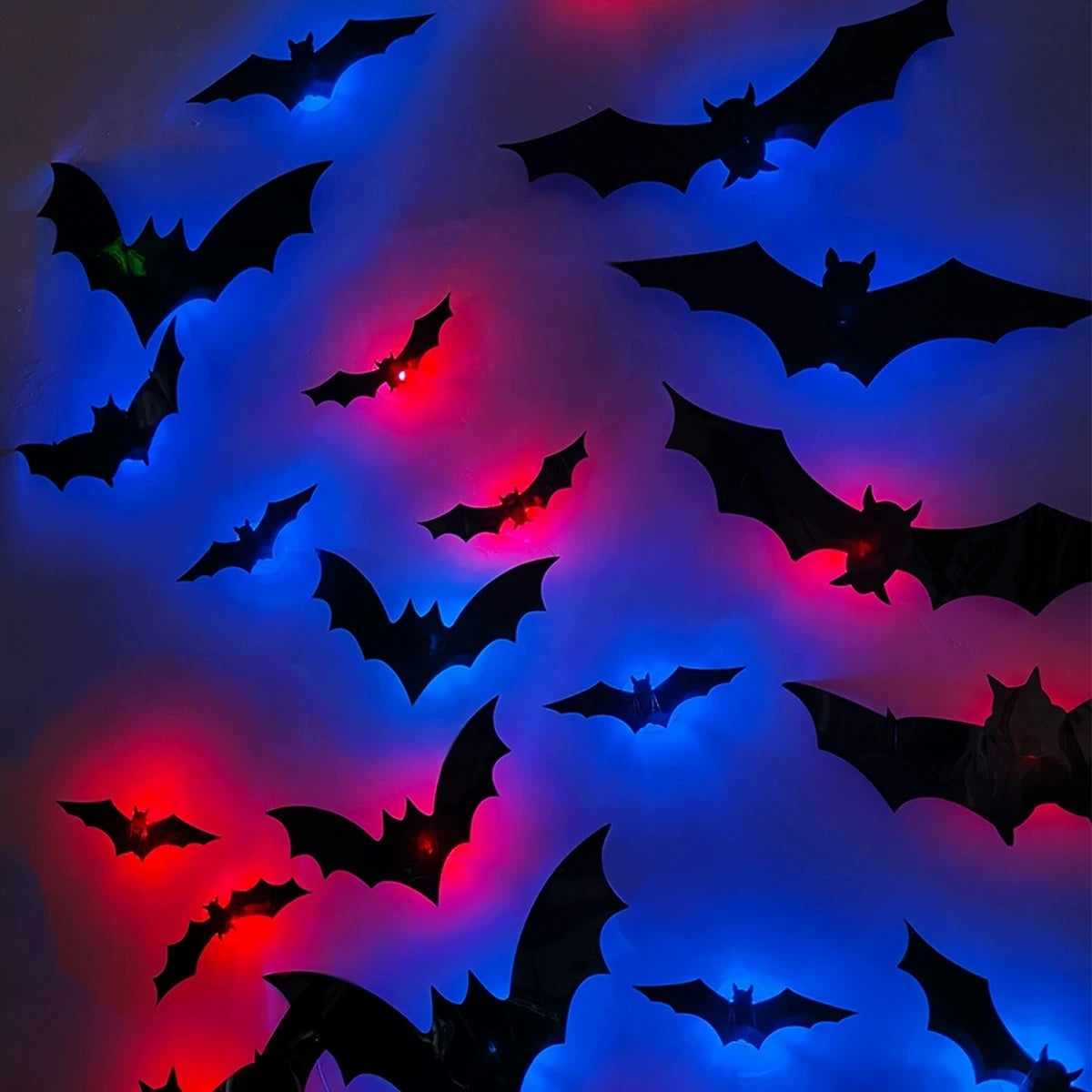LED Halloween Bat Wall Lights - Glowing 3D Bat Decorations