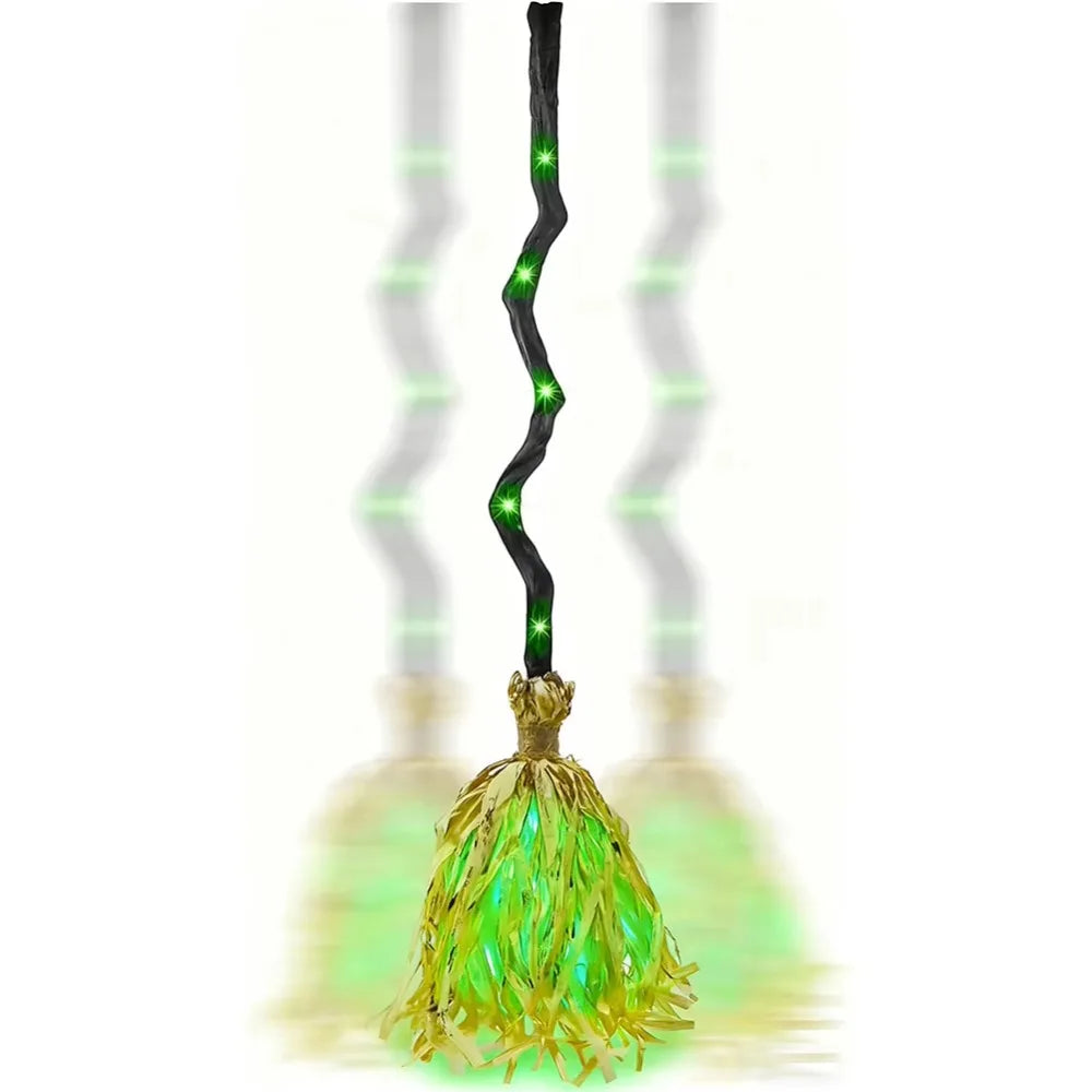 Animated Witch Broom with Lights & Sound - Halloween Decoration